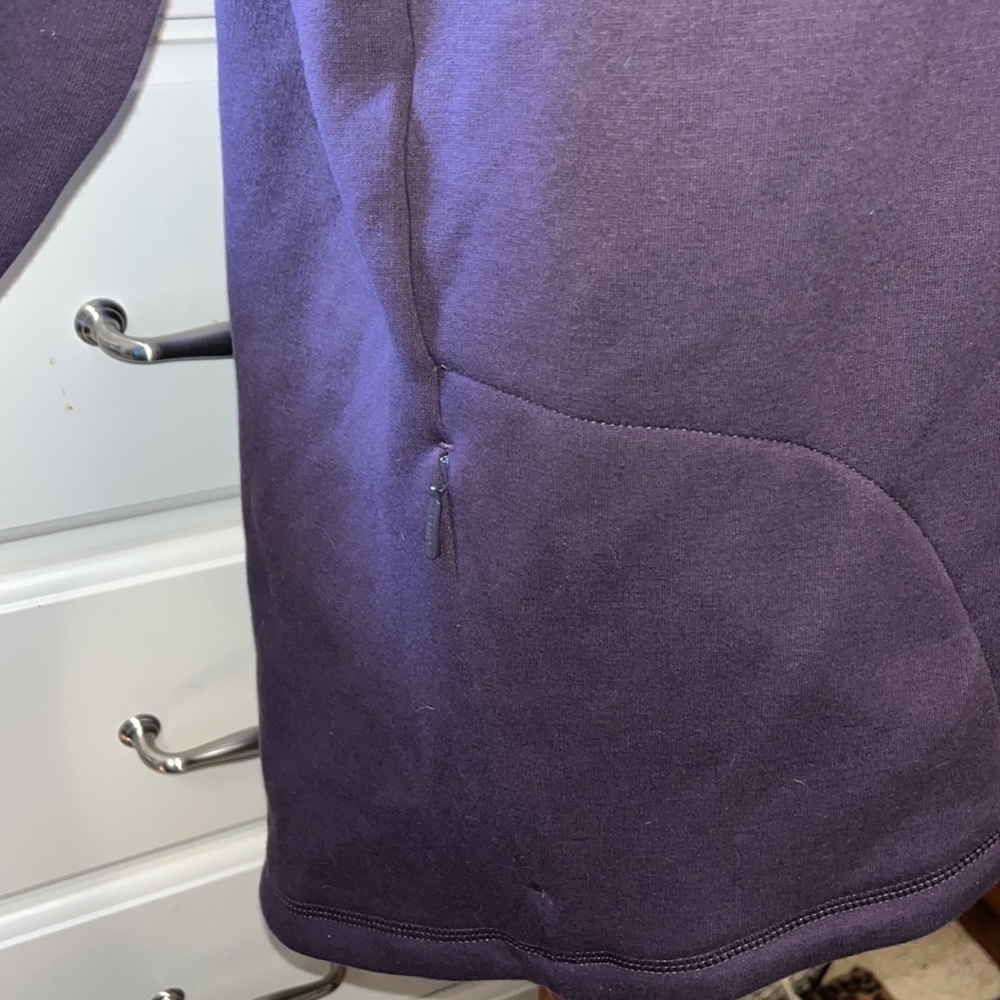 Athleta softest fleece lined crossover funnel neck pullover in grape color, M - Picture 5 of 15